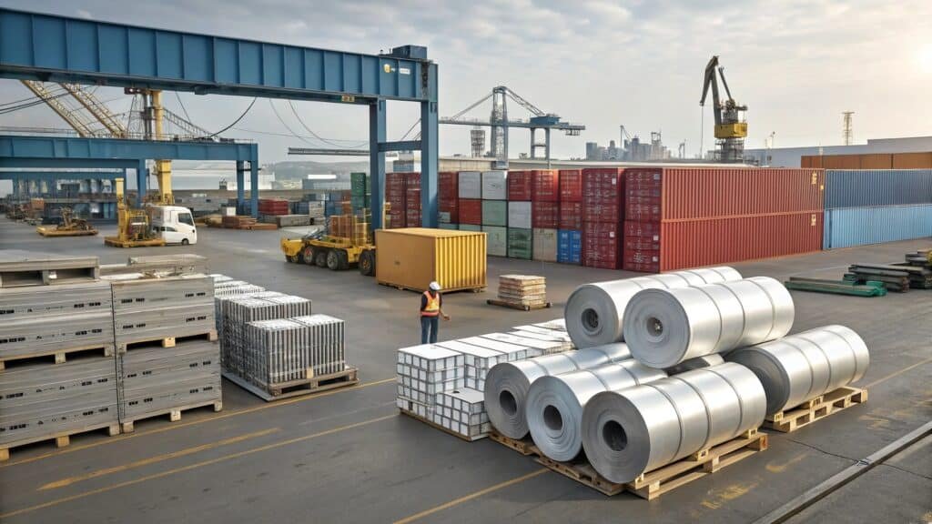 global map with trade routes and aluminum ingots